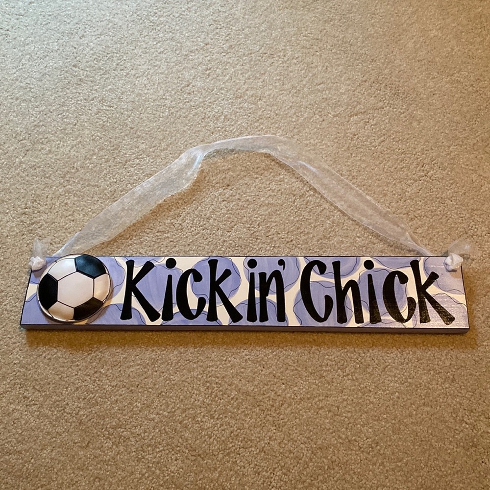 “Kickin’ Chick” soccer wooden plaque